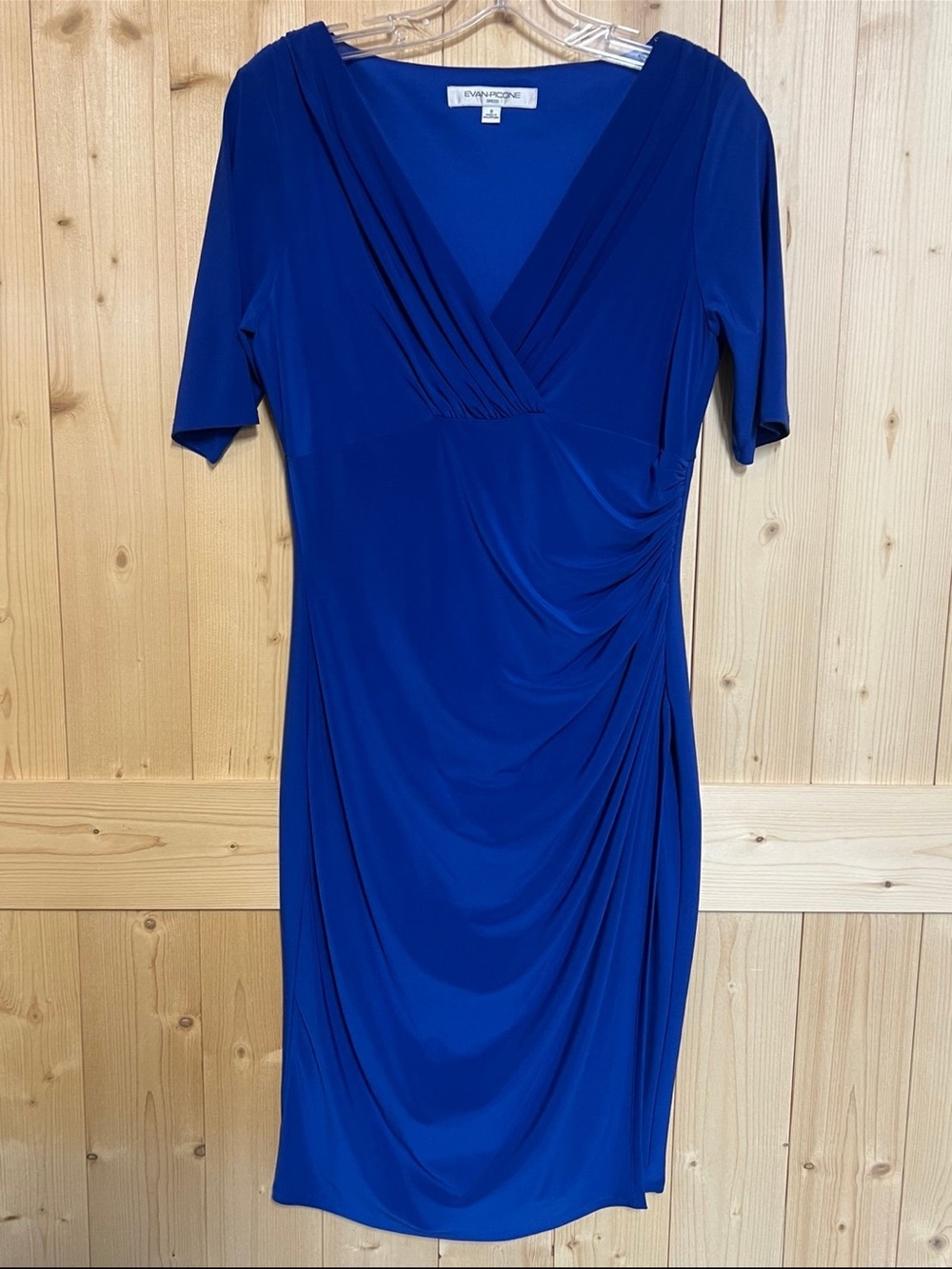 Evan Picone Cobalt Blue V‑Neck Midi Dress